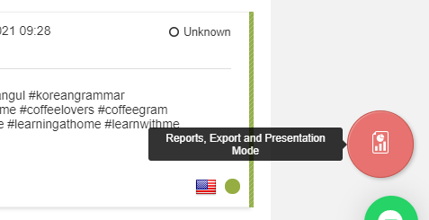 “Reports, Exports and Presentation Mode” button